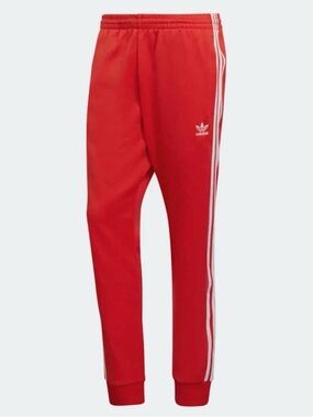 adidas Red Joggers with White 3-Stripes